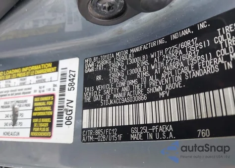 2010 Toyota Sienna Le from USA, damaged, VIN 5TDJK4CC9AS030866